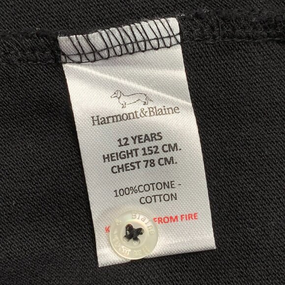 Harmont & Blaine Boy's Black Short Sleeve Cotton Polo Logo Shirt Size 12 Years - Picture 5 of 6